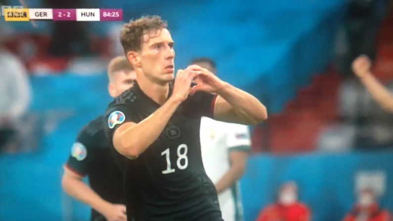 Leon Goretzka With Pointed Goal Celebration Right In Front Of Hungarian Supporters