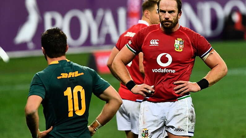 31 July 2021; Alun Wyn Jones of British and Irish Lions looks dejected during the second test of the British and Irish Lions tour match between South Africa and British and Irish Lions at Cape Town Stadium in Cape Town, South Africa. Photo by Ashley Vlotman/Sportsfile