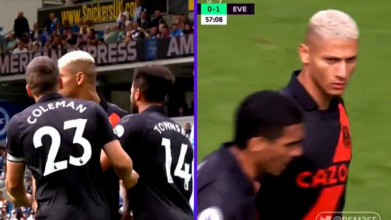 Seamus Coleman Forced To Drag Richarlison Away During Penalty Spat