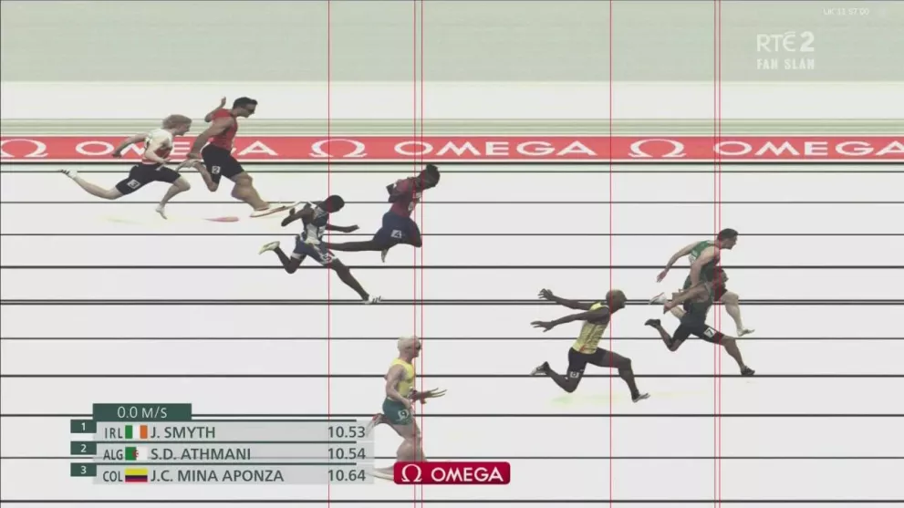 jason smyth paralympic t13 100m gold photo finish
