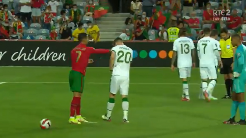 Watch: Cristiano Ronaldo Escapes Red Card For Swing At Dara O'Shea