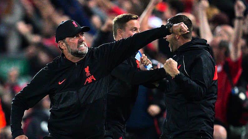 Liverpool manager Jurgen Klopp punches the air celebrating a goal,  PA Wire/PA Images