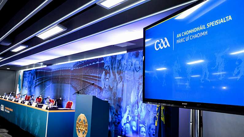 19 October 2019; A general view of the room before the GAA Special Congress at Pairc Ui Chaoimh in Cork. Photo by Piaras O Midheach/Sportsfile