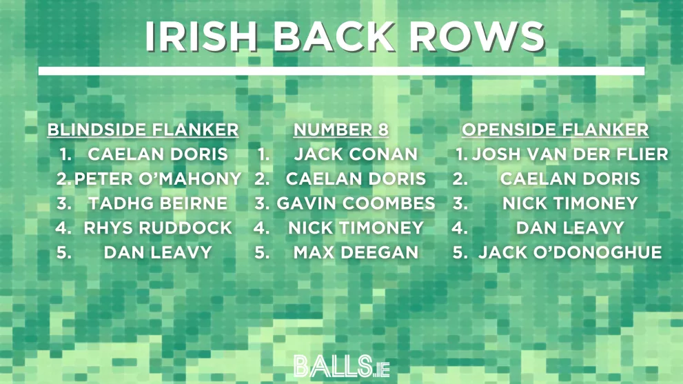 Irish rugby squad depth:br