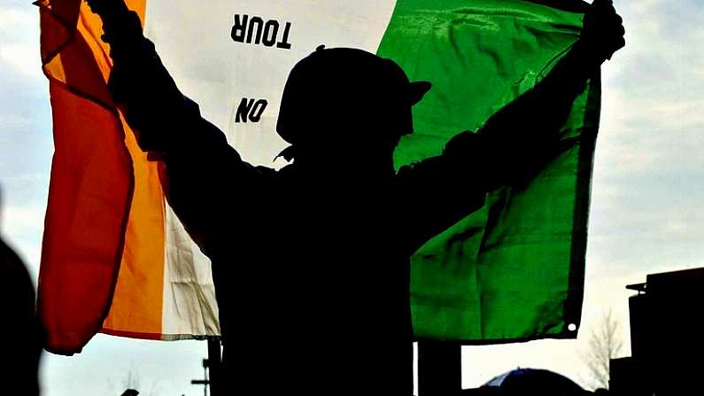 18 March 2005; Jockey Barry Geraghty, aboard Kicking King, celebrates with the Irish tricolour after winning the Totesport Cheltenham Gold Cup. Cheltenham Festival, Prestbury Park, Cheltenham, England. Picture credit; Pat Murphy / SPORTSFILE