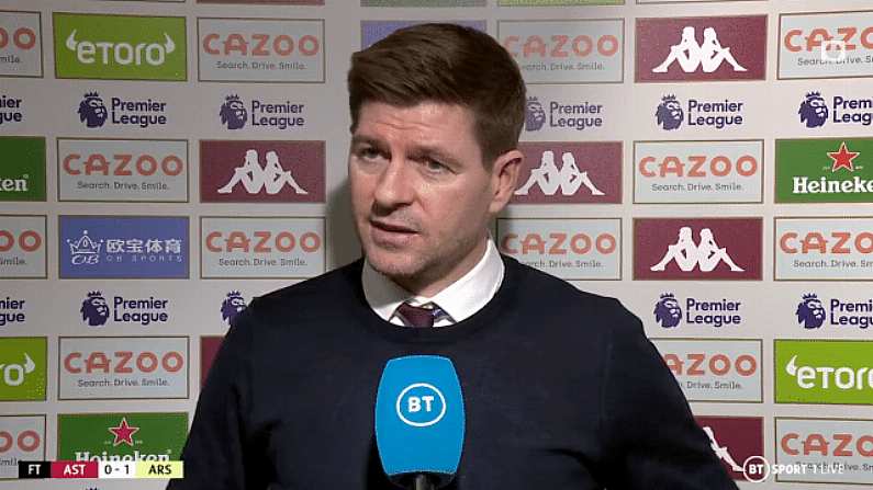 Watch: Steven Gerrard Calls Out BT Sport Interviewer For Poor Questions After Arsenal Loss