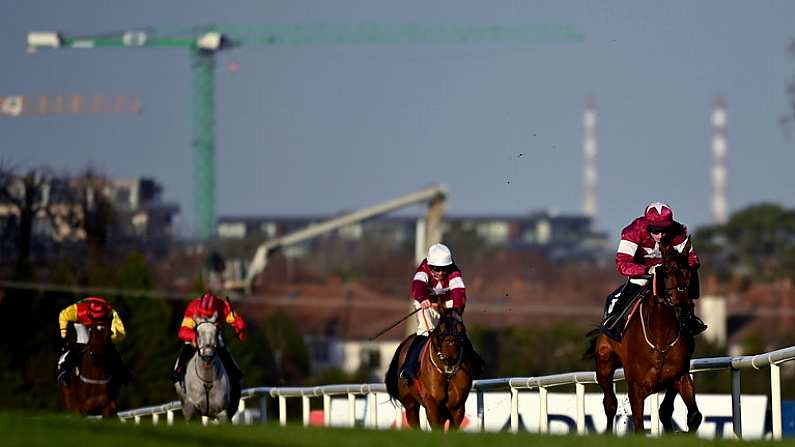 29 December 2021; Fury Road, right, with Jack Kennedy up, on their way to winning the Neville Hotels Novice Steeplechase on day four of the Leopardstown Christmas Festival at Leopardstown Racecourse in Dublin. Photo by Seb Daly/Sportsfile