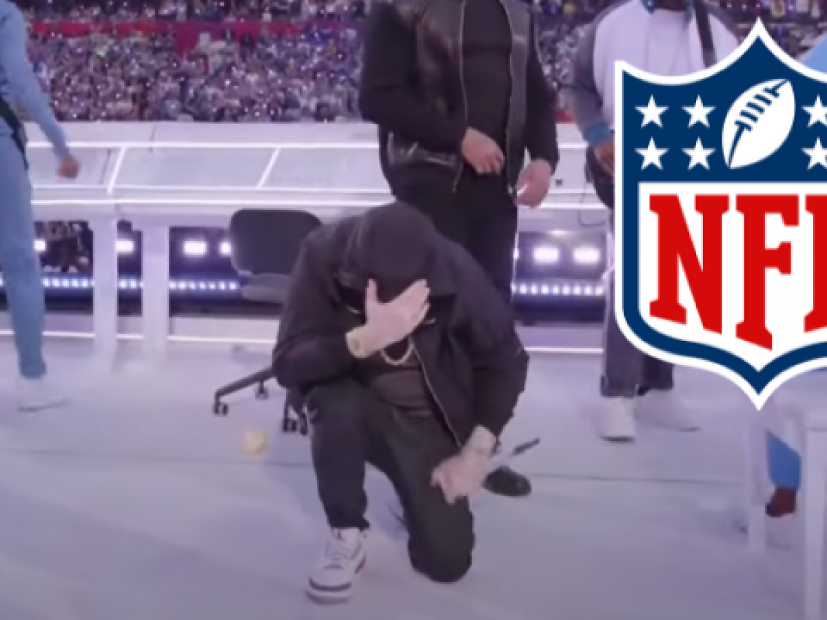 Eminem takes knee during epic Super Bowl 2022 halftime show