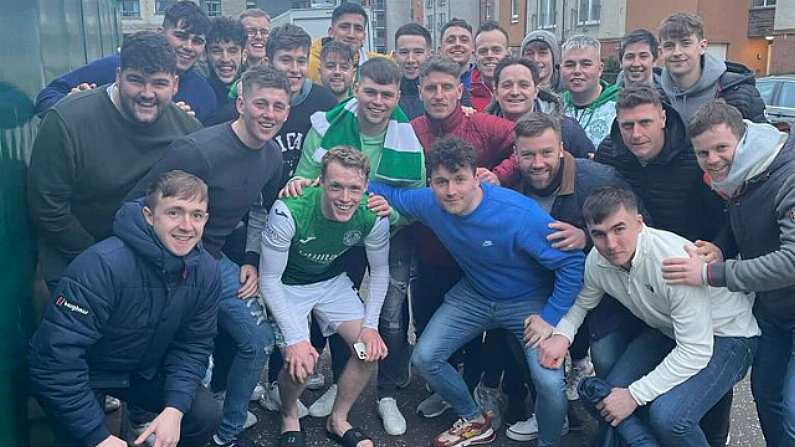 Hibs man-of-the-match Jake Doyle-Hayes with his friends from Cavan