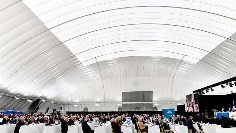 26 February 2022; A general view of delegates during the GAA Congress at NUI Galway Connacht GAA Air Dome in Bekan, Mayo. Photo by Piaras O Midheach/Sportsfile