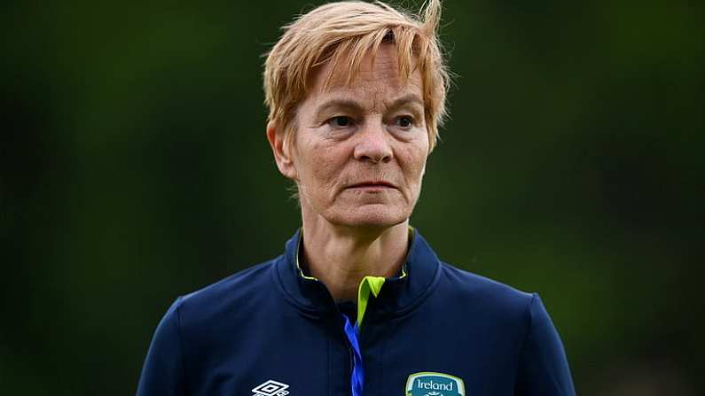 27 June 2022; Republic of Ireland manager Vera Pauw before the FIFA Women's World Cup 2023 Qualifier match between Georgia and Republic of Ireland at Tengiz Burjanadze Stadium in Gori, Georgia. Photo by Stephen McCarthy/Sportsfile