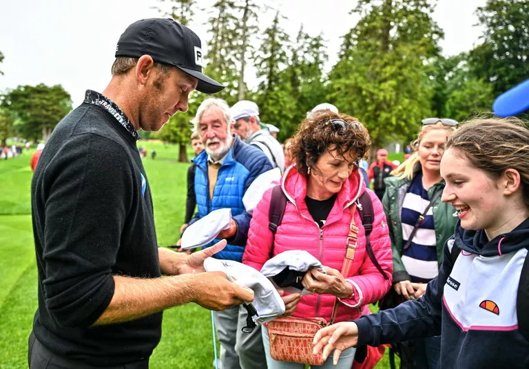 Seamus Power of Ireland signs autographs during day two of the JP McManus Pro-Am at Adare Manor Golf Club