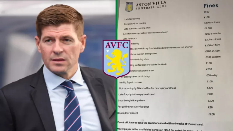 Leaked Fines List For Aston Villa Players Shows Gerrard's High Standards