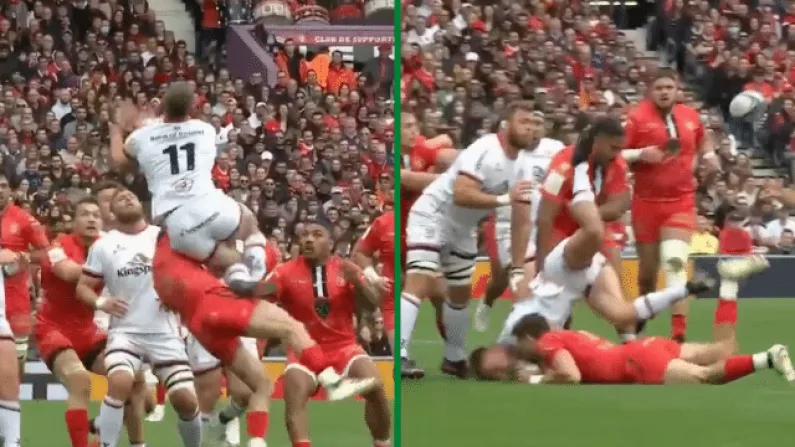 Watch: Toulouse Man Sent Off For Shocking Tackle In The Air On Ulster Winger