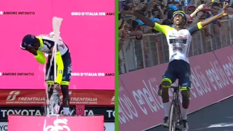 History Making Cyclist Out Of The Giro After Prosecco Podium Mishap