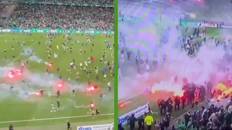 Shocking Scenes As St.Etienne Fans Attack Their Own Players After Ligue 1 Relegation