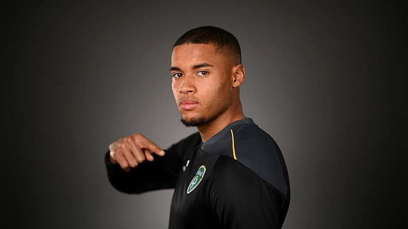 22 March 2022; Goalkeeper Gavin Bazunu during a Republic of Ireland squad portrait session at Castleknock Hotel in Dublin. Photo by Stephen McCarthy/Sportsfile