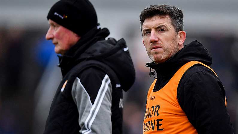 3 February 2019; Kilkenny selector Derek Lyng, right, with manager Brian Cody  during the Allianz Hurling League Division 1A Round 2 match between Clare and Kilkenny at Cusack Park in Ennis, Co. Clare. Photo by Brendan Moran/Sportsfile