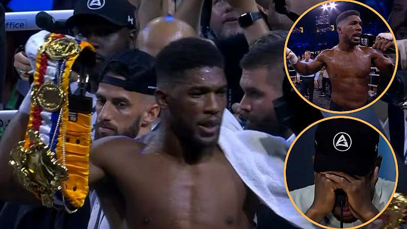 Anthony Joshua In Tears After Tossing Belts And Making Speech After Defeat