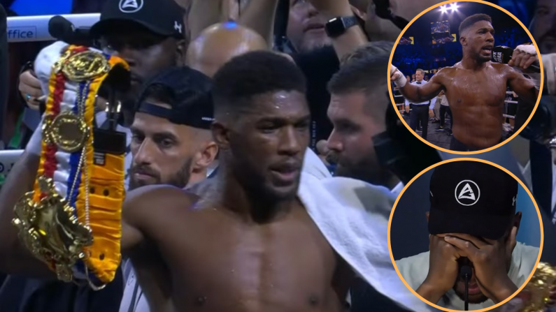 Anthony Joshua In Tears After Tossing Belts And Making Speech After Defeat