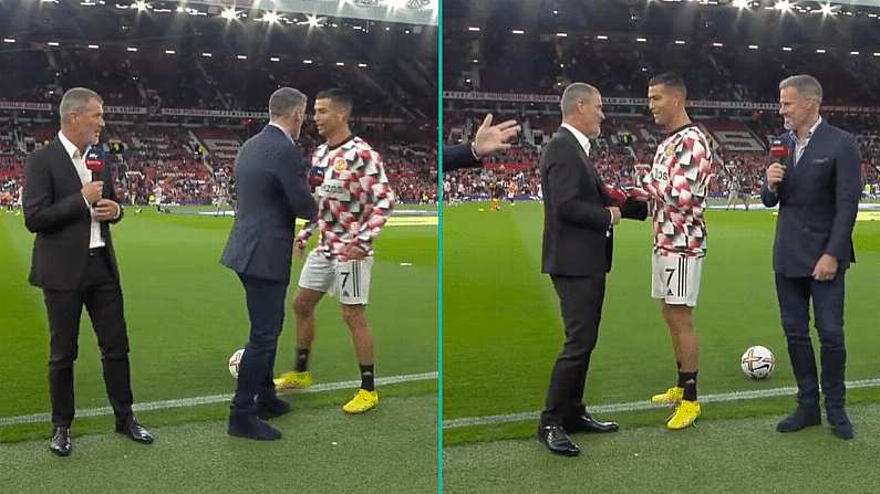 Watch: Cristiano Ronaldo Completely Blanks Jamie Carragher After His Criticism Of Player