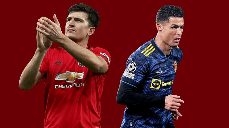 Manchester United players Harry Maguire and Cristiano Ronaldo