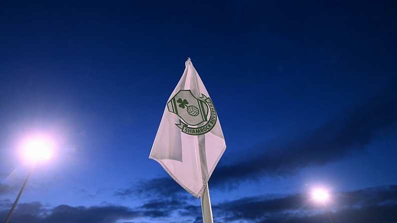 11 March 2022; A general view of a corner flag at Tallaght Stadium before the SSE Airtricity League Premier Division match between Shamrock Rovers and Bohemians at Tallaght Stadium in Dublin. Photo by Stephen McCarthy/Sportsfile