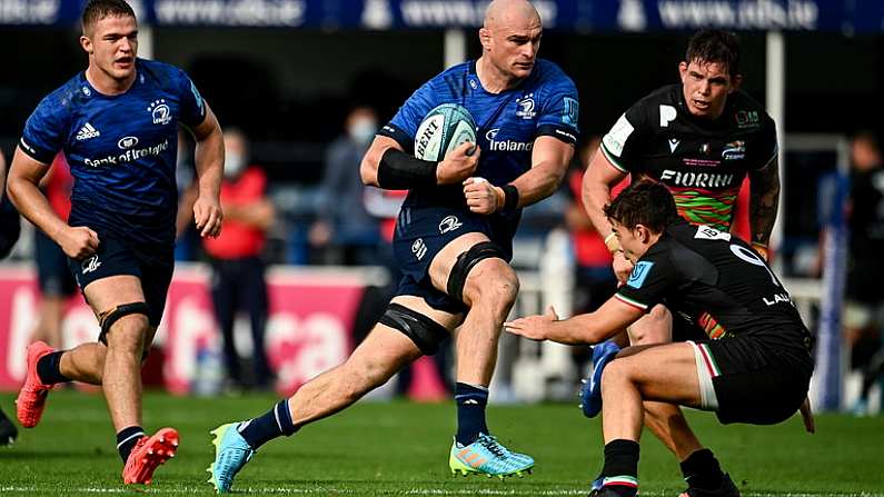 9 October 2021; Rhys Ruddock of Leinster in action against Nicolo Casilio of Zebre during the United Rugby Championship match between Leinster and Zebre at RDS Arena in Dublin. Photo by Sam Barnes/Sportsfile