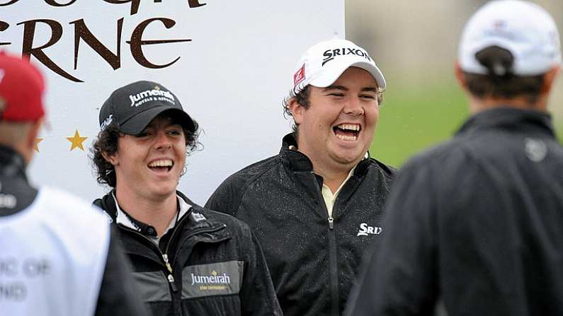 21 July 2010; Rory McIlroy and Shane Lowry during the 2010 Lough Erne Challenge. Lough Erne Resort, Enniskillen, Co. Fermanagh. Picture credit: Oliver McVeigh / SPORTSFILE