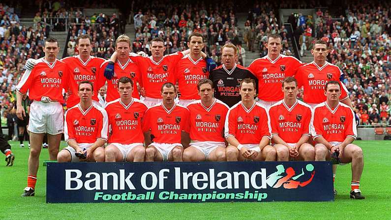 22 September 2002; The Armagh team prior to the GAA Football All-Ireland Senior Championship Final match between Armagh and Kerry at Croke Park in Dublin. Photo by Ray McManus/Sportsfile