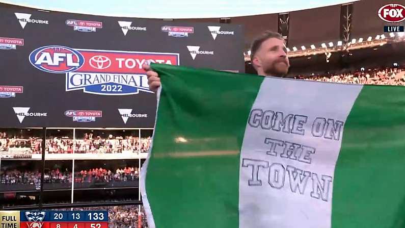 Zach Tuohy Carries Portlaoise Flag To Collect AFL Medal