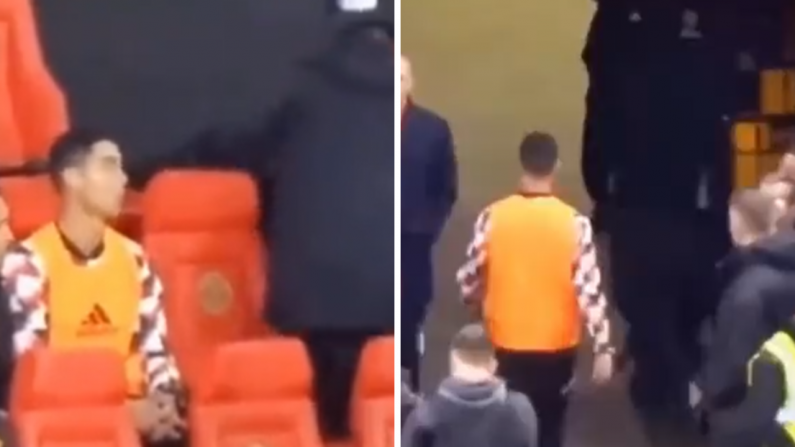 Watch: Footage Shows A Frustrated Ronaldo Before Storming Down Tunnel