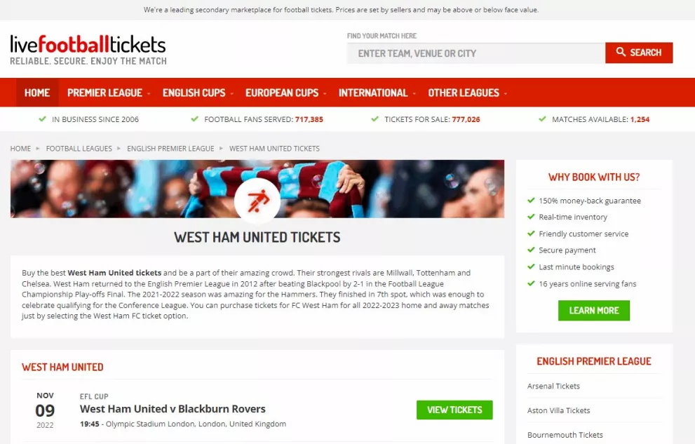 Live Tickets West Ham