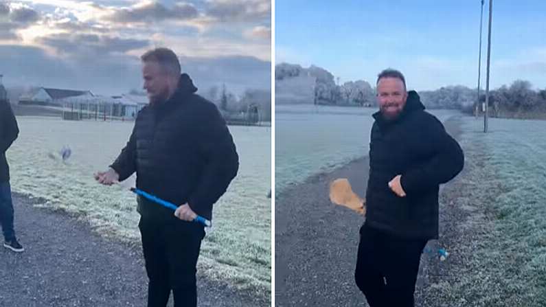 Shane Lowry appears to have been challenged to a game of shinty