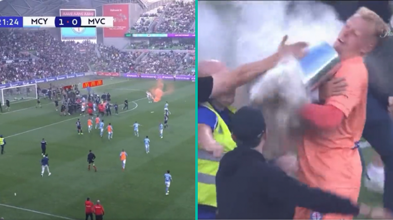 Awful Scenes As Goalie Attacked During Violent Melbourne Pitch Invasion