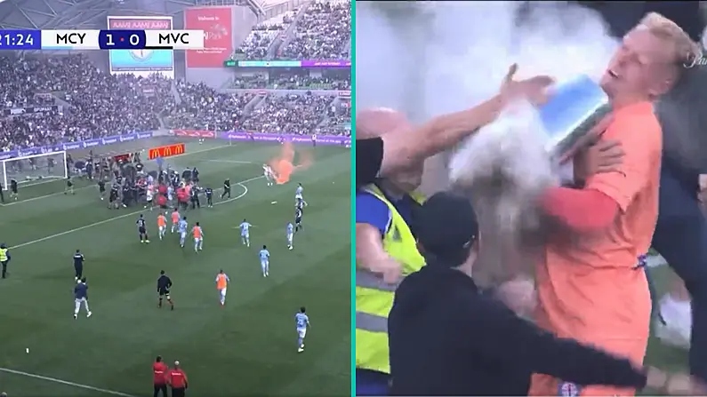 Awful Scenes As Goalie Attacked During Violent Melbourne Pitch Invasion