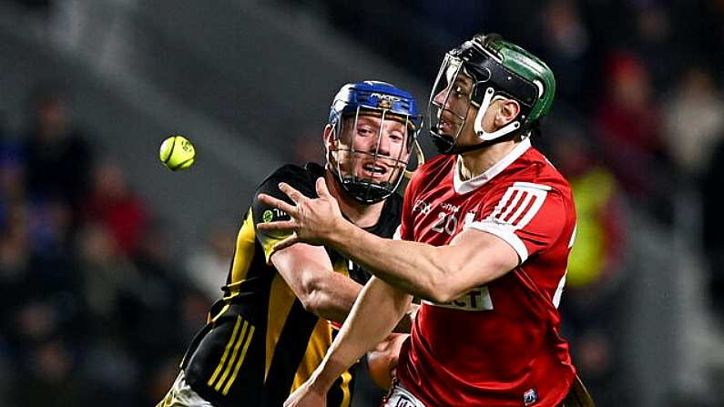 10 February 2024; Mark Coleman of Cork in action against John Donnelly of Kilkenny during the Allianz Hurling League Division 1 Group A match between Cork and Kilkenny at SuperValu Pairc Ui Chaoimh in Cork. Photo by Eoin Noonan/Sportsfile