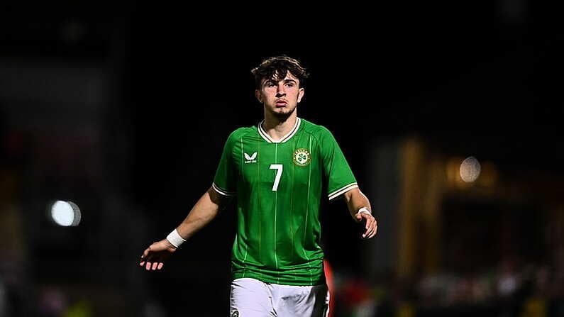 12 September 2023; Rocco Vata of Republic of Ireland during the UEFA European Under-21 Championship Qualifier match between Republic of Ireland and San Marino at Turners Cross Stadium in Cork. Photo by Eoin Noonan/Sportsfile