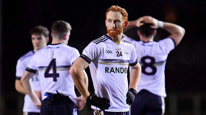 2 February 2022; Conor Glass of Ulster University after his side's defeat in the Electric Ireland HE GAA Sigerson Cup Quarter-Final match between DCU Dochas Eireann and Ulster University at Dublin City University Sportsground in Dublin. Photo by Seb Daly/Sportsfile