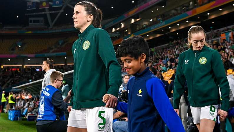 31 July 2023; Niamh Fahey of Republic of Ireland before the FIFA Women's World Cup 2023 Group B match between Republic of Ireland and Nigeria at Brisbane Stadium in Brisbane, Australia. Photo by Stephen McCarthy/Sportsfile