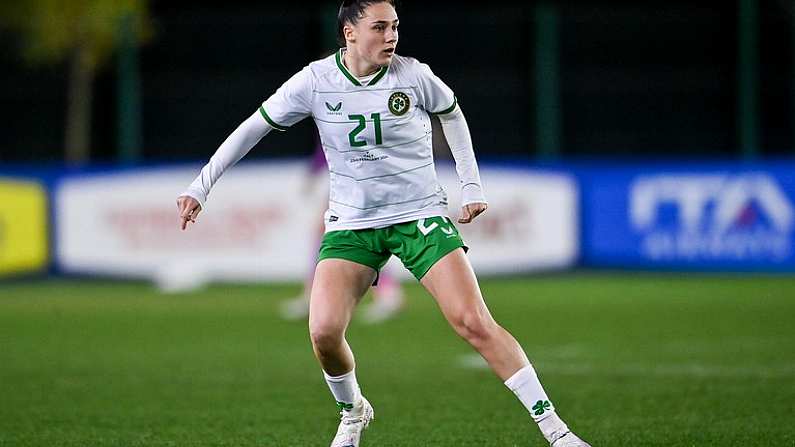 23 February 2024; Jessica Ziu of Republic of Ireland during the international women's friendly match between Italy and Republic of Ireland at Viola Park in Florence, Italy. Photo by David Fitzgerald/Sportsfile