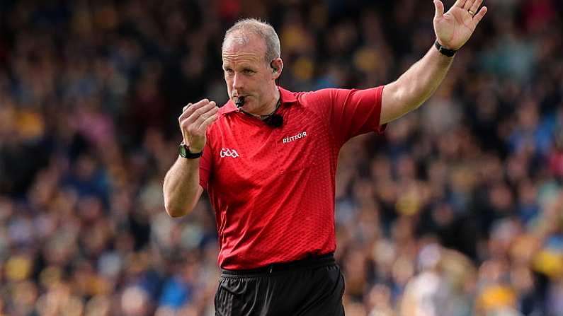 26 May 2024; Referee Johnny Murphy during the Munster GAA Hurling Senior Championship Round 5 match between Tipperary and Clare at FBD Semple Stadium in Thurles, Tipperary. Photo by Michael P Ryan/Sportsfile