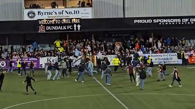 Shocking Scenes As Violence Breaks Out Between Dundalk And Drogheda Fans At Oriel Park