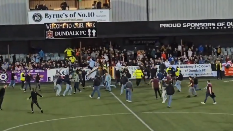 Shocking Scenes As Violence Breaks Out Between Dundalk And Drogheda Fans At Oriel Park