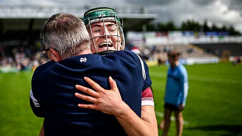 27 July 2024; Dervla Higgins of Galway after her side's victory in the Glen Dimplex Camogie All-Ireland Senior Championship semi-final match between Galway and Tipperary at UPMC Nowlan Park in Kilkenny. Photo by Harry Murphy/Sportsfile