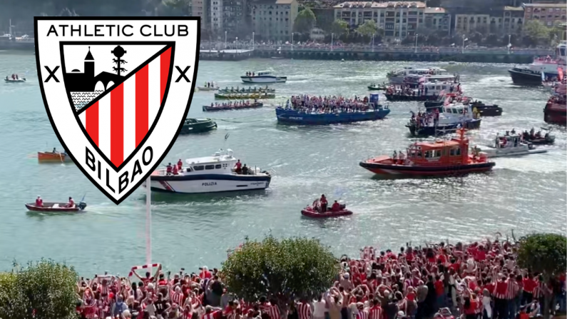 Mad Scenes As Triumphant Athletic Bilbao Squad Sail Down River In Barge