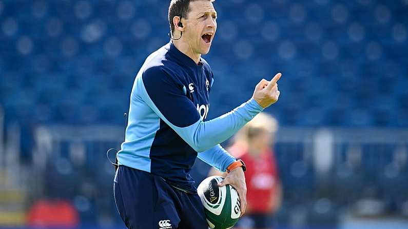 31 March 2024; Ireland head coach Scott Bemand before the Women's Six Nations Rugby Championship match between Ireland and Italy at the RDS Arena in Dublin. Photo by Harry Murphy/Sportsfile