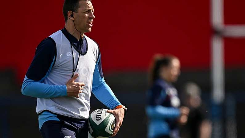 13 April 2024; Ireland head coach Scott Bemand before the Women's Six Nations Rugby Championship match between Ireland and Wales at Virgin Media Park in Cork.  Photo by Brendan Moran/Sportsfile