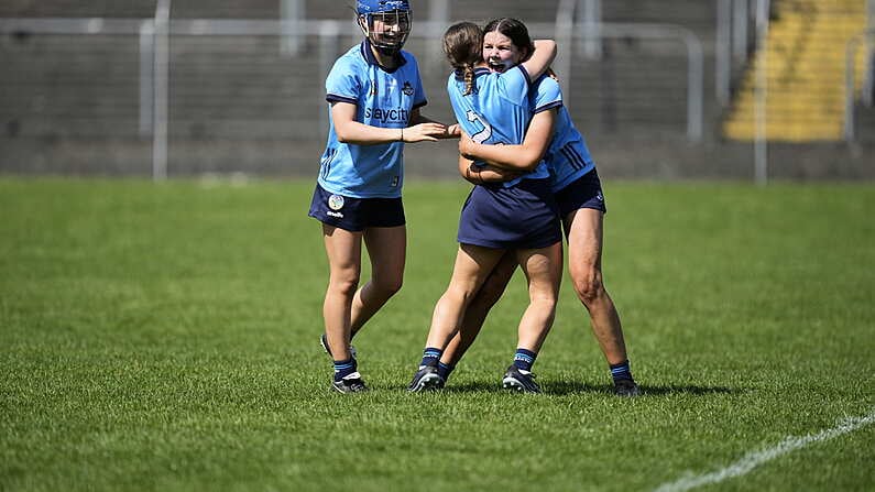 REPRO FREE***PRESS RELEASE NO REPRODUCTION FEE*** EDITORIAL USE ONLY Electric Ireland Minor A Camogie Shield Final Replay, Netwatch Cullen Park, Carlow 5/5/2024 Dublin vs Wexford  Liadh Murray of Dublin Aoife Kane of Dublin Emma Maher of Dublin Mandatory Credit INPHO/James Lawlor