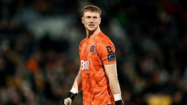 16 February 2024; Dundalk goalkeeper George Shelvey during the SSE Airtricity Men's Premier Division match between Shamrock Rovers and Dundalk at Tallaght Stadium in Dublin. Photo by Stephen McCarthy/Sportsfile